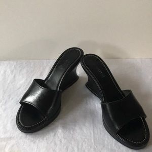 Italian Made Black Leather Slide